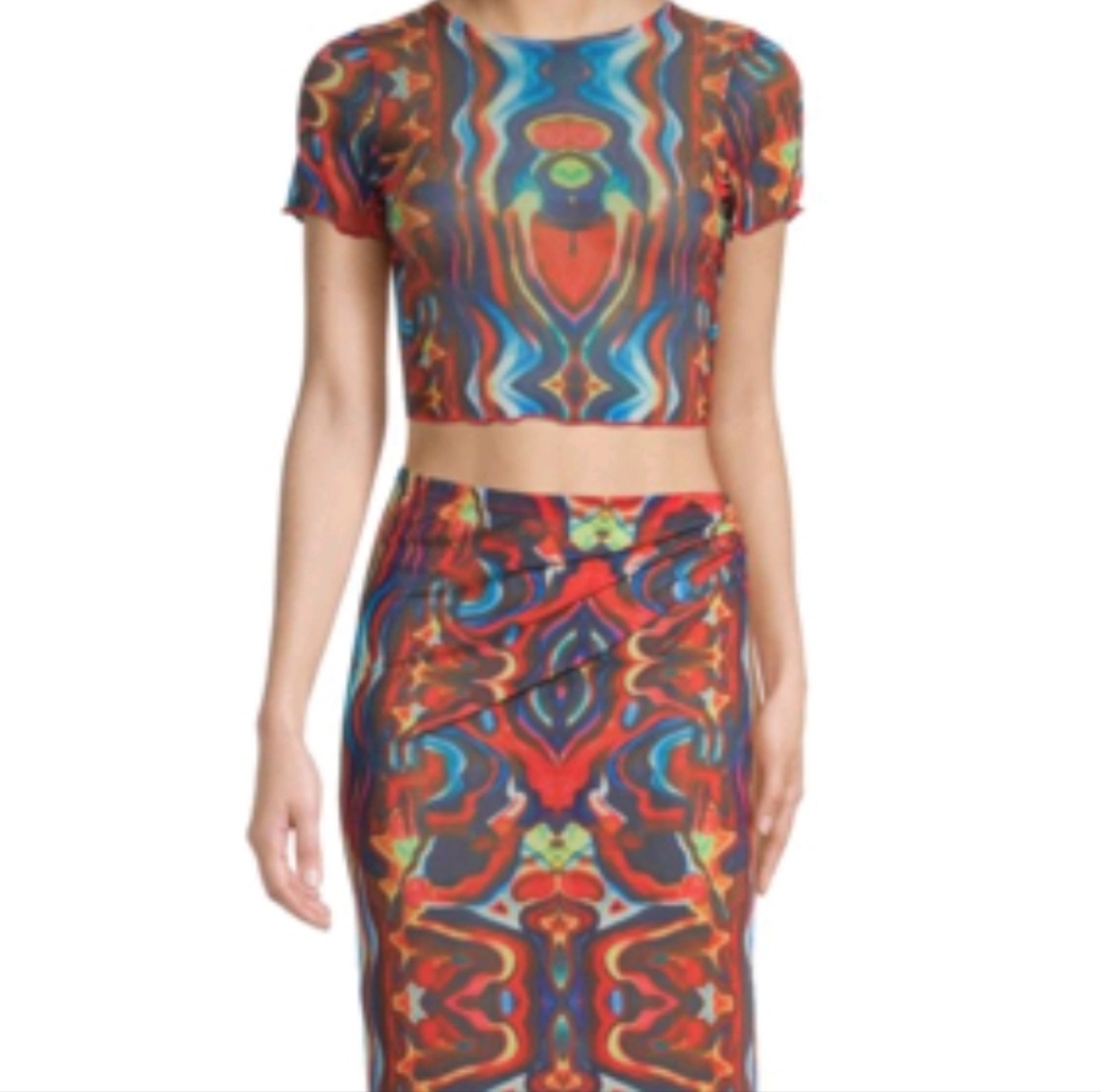 Kendall + Kylie 2 Piece Short Sleeve Mesh Cover Up Set NWT Size Medium